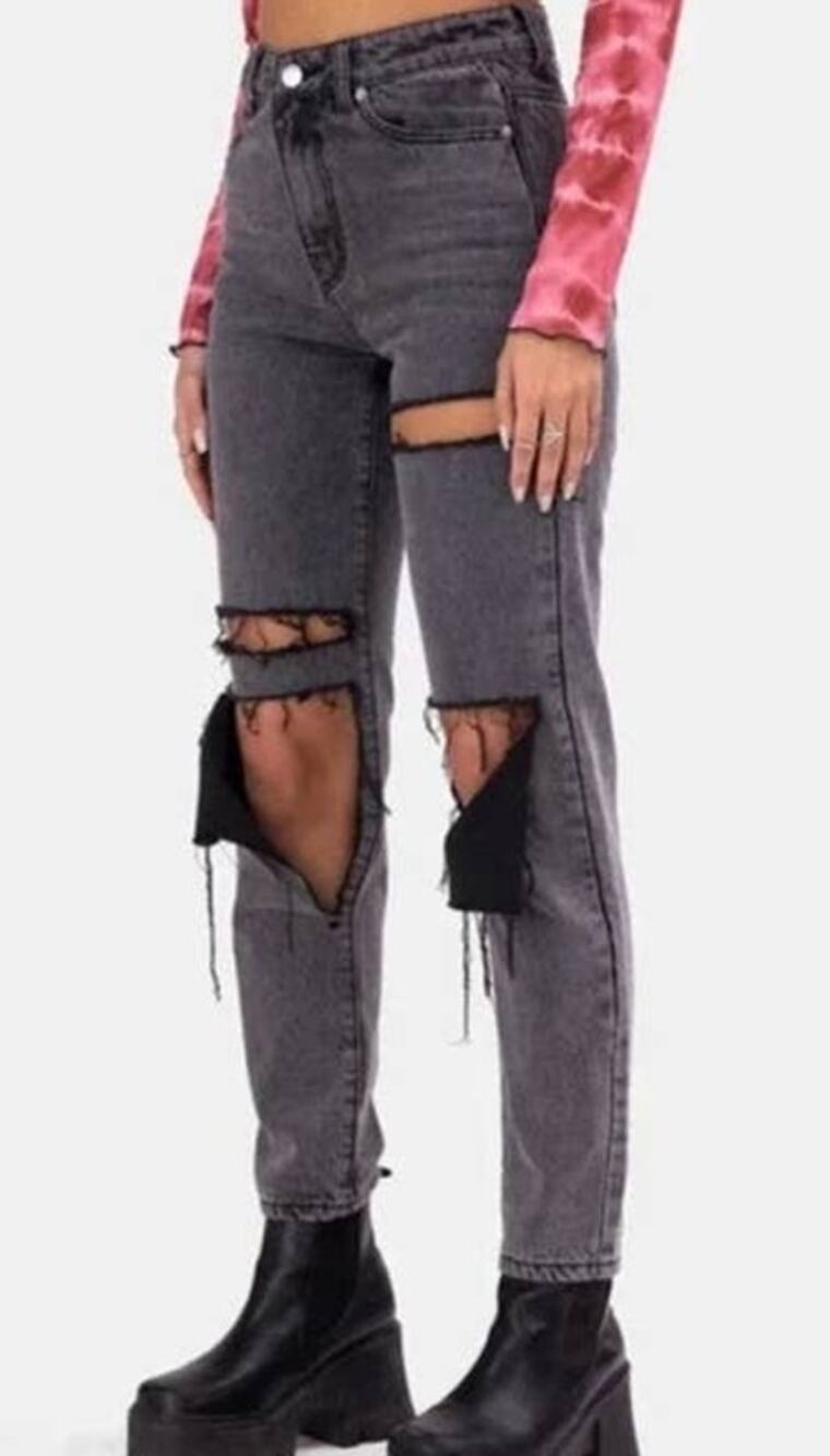 NWT Adika Ripped Distressed Jeans Highwaist Retro Black Wash Size S